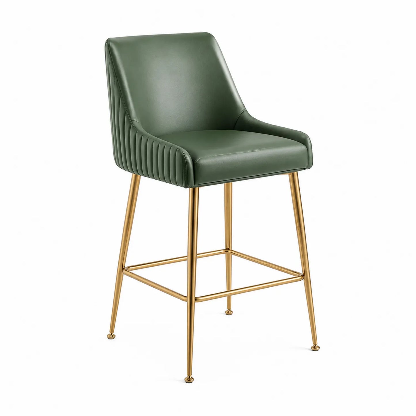 Tabouret de bar en cuir avec pieds en métal doré 105 cm