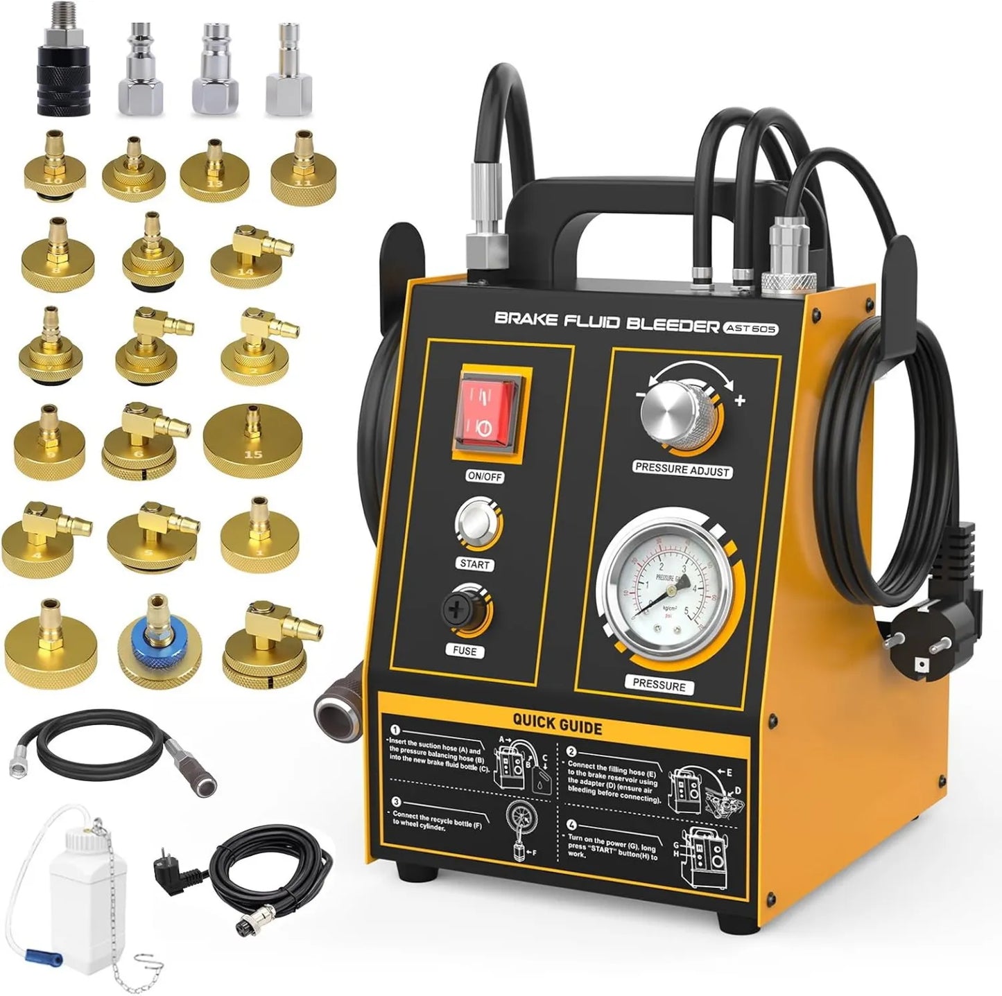 Purgeur électrique de frein, 220 V, 2,5 bar, pour vidange du liquide de frein et entretien
