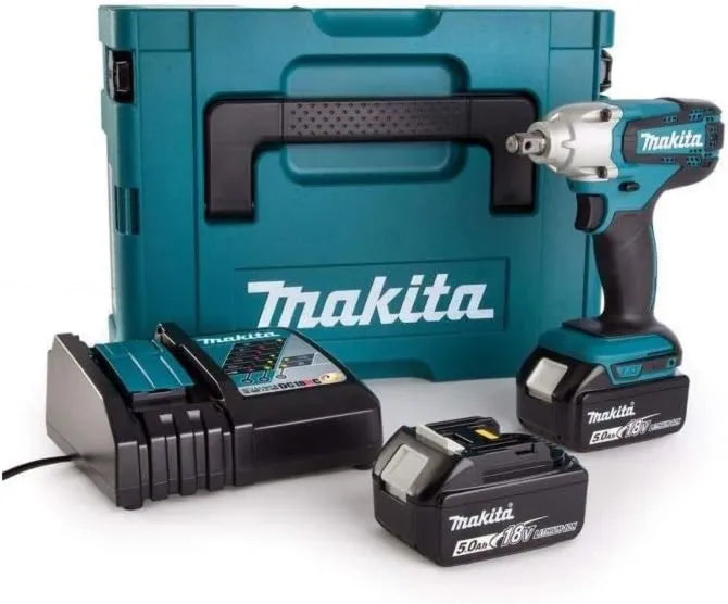 Makita DTW190RTJ Boulonneuse à chocs, 18 V, 190 Nm, 0 Ah, 1/2', 2x5,0, pour changement de roue et atelier