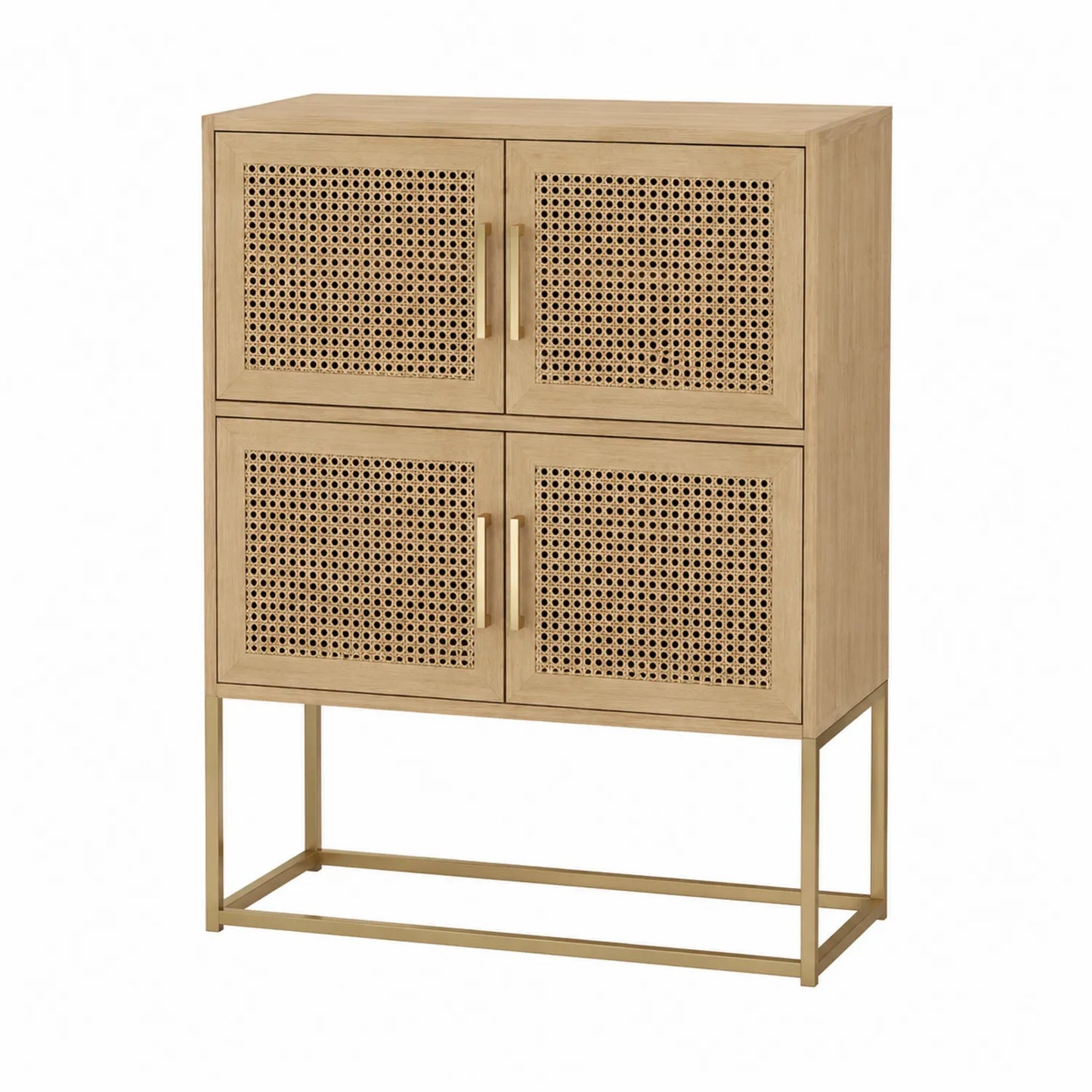 Buffet en Bois et Rotin 4 Portes