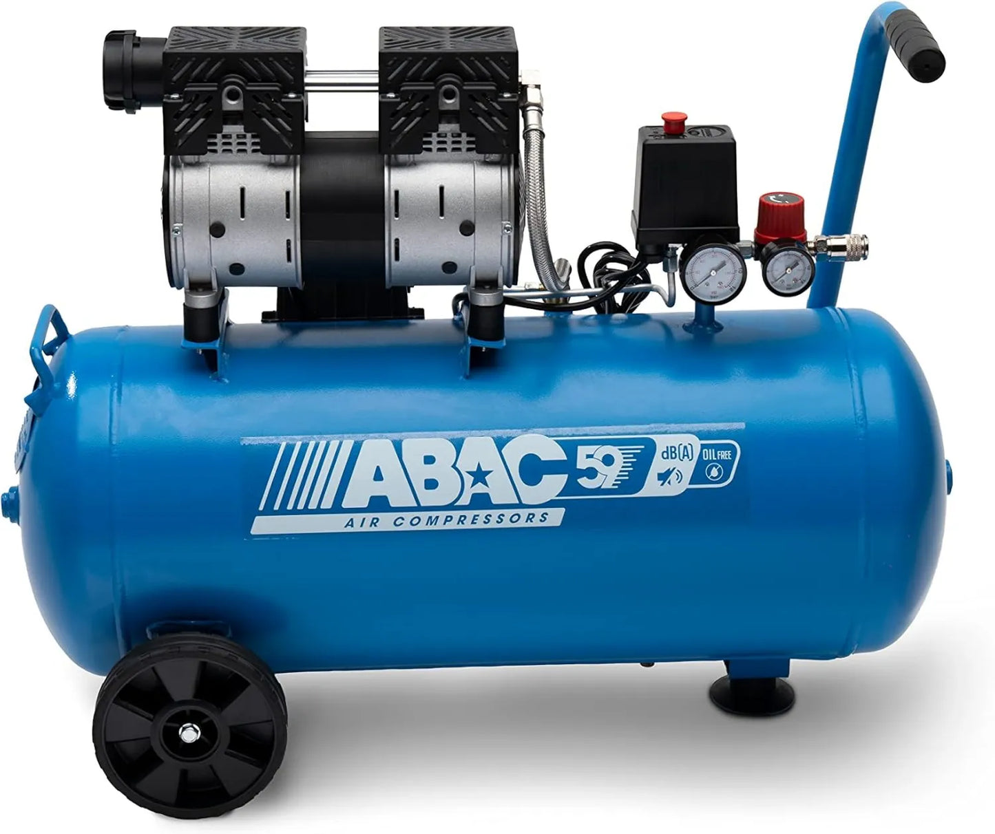 Compresseur d'air – 8 Bar, 50 litres, sans huile, silencieux, pour atelier, garage et travaux pneumatiques