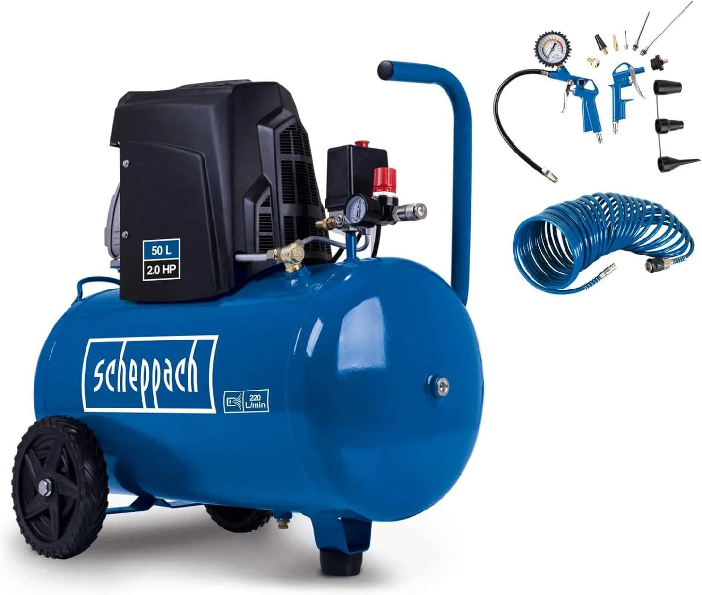 Scheppach HC63-1500W Compresseur d'air, 1500 W, 50 L, pour atelier, garage et travaux pneumatiques