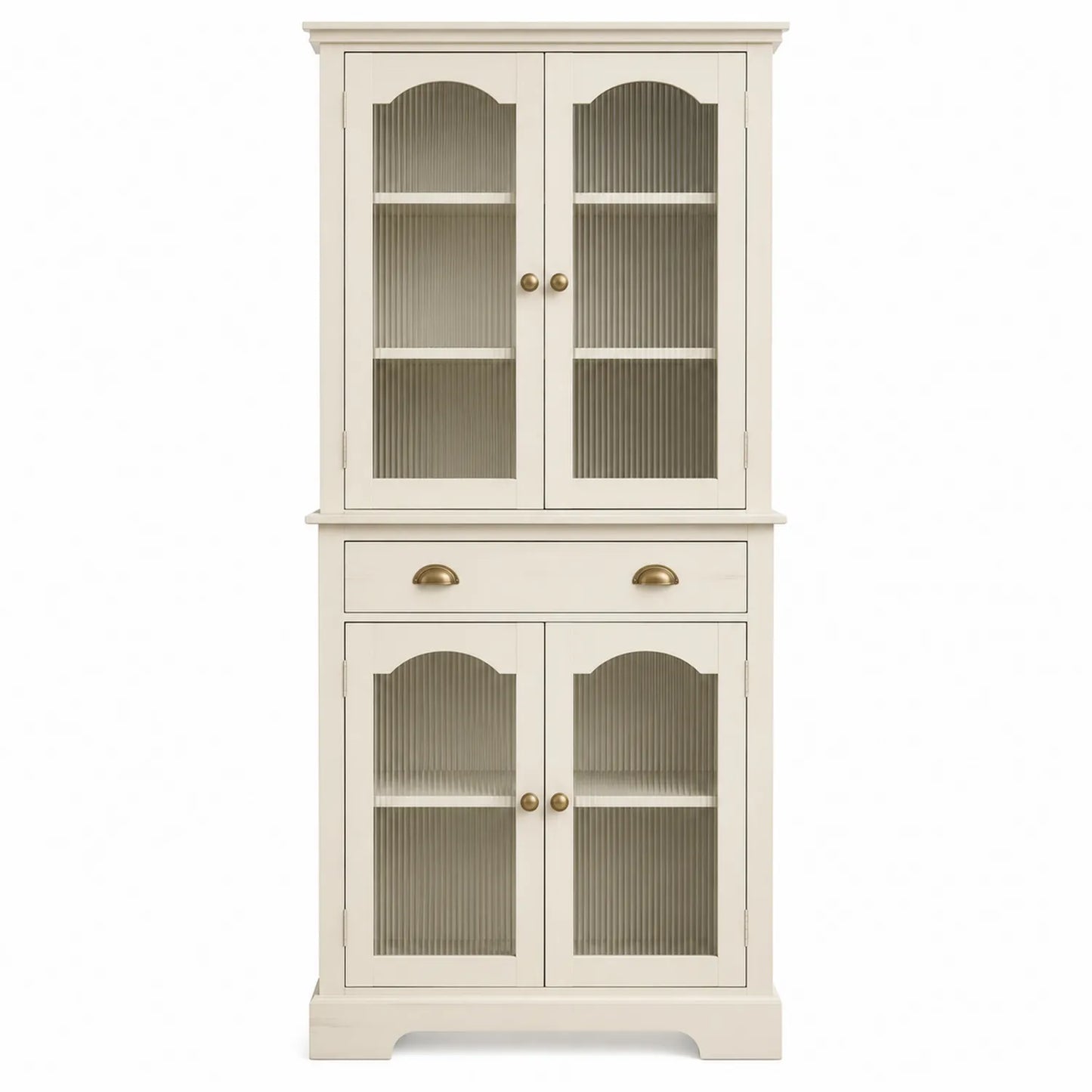 Armoire de salon en bois avec portes en verre et tiroir