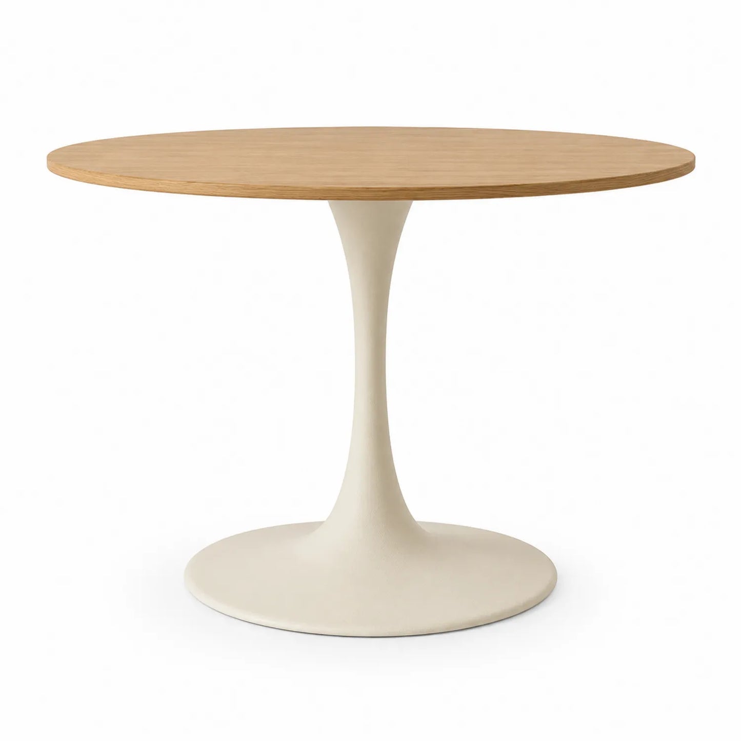 Table ronde en bois de chêne et aluminium blanc D100 cm