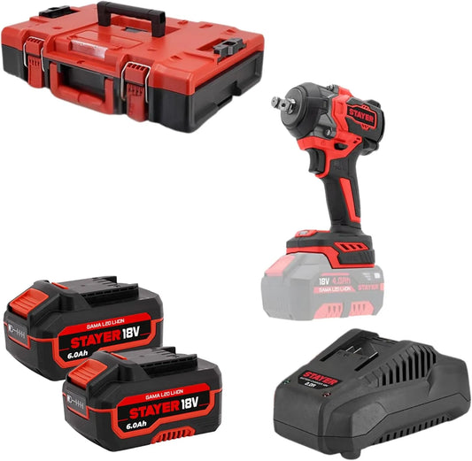 Stayer Clé à choc sans fil 18V 550Nm – 18 V, 550 Nm, 6,0 Ah, fonctionnement sur batterie