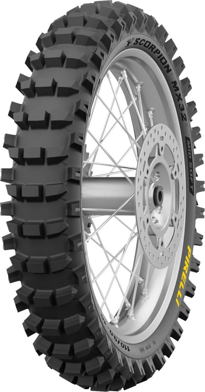 Pirelli SCORPION MX32 MID SOFT NHS Pneu moto, 120/90-19, 66M, TT avec chambre, pour roue arrière, pour moto et scooter