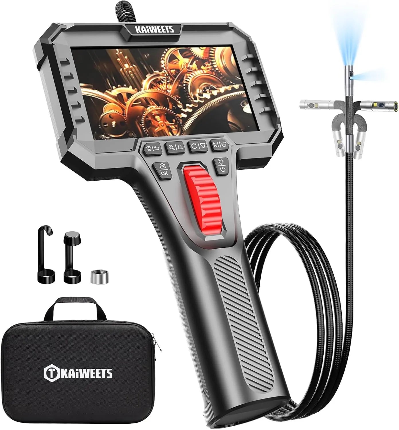 IP67 Caméra d'inspection numérique, 6,5 mm, avec écran, pour véhicule, conduites et cavités, KAIWEETS