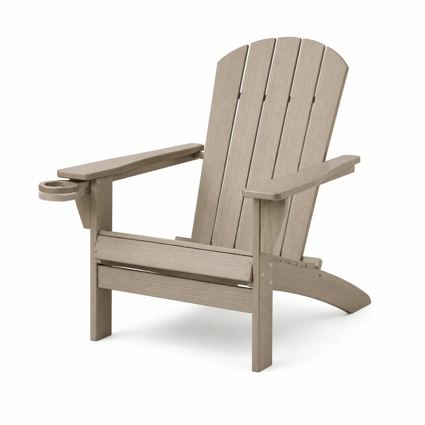 Chaise Adirondack d'extérieur en bois composite Beige avec porte-gobelet