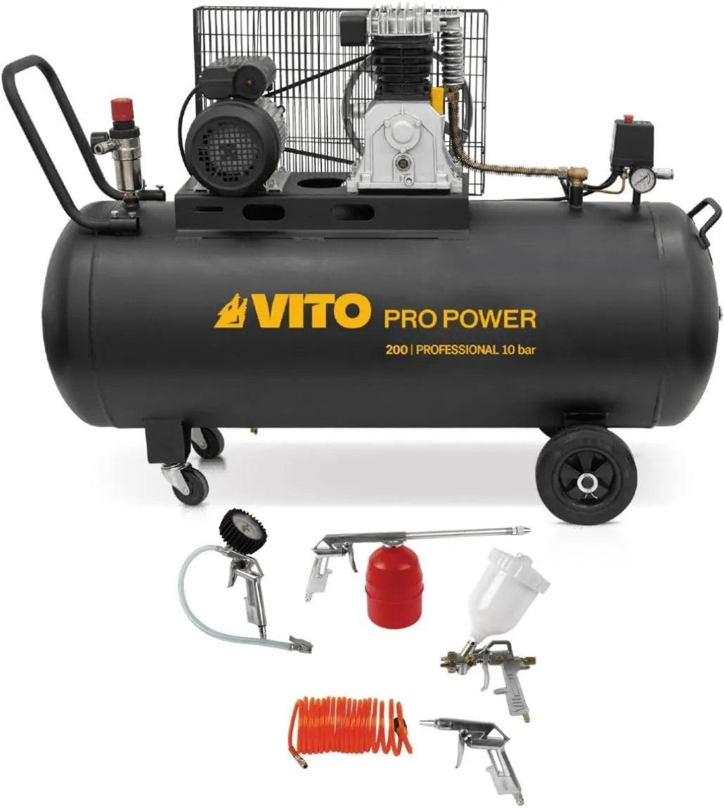 Compresseur d'air – 200 L, 10 Bar, 3 kW, 400 L, pneumatique