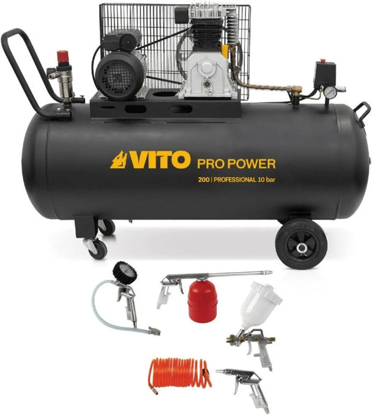 Compresseur d'air – 200 L, 10 Bar, 3 kW, 400 L, pneumatique