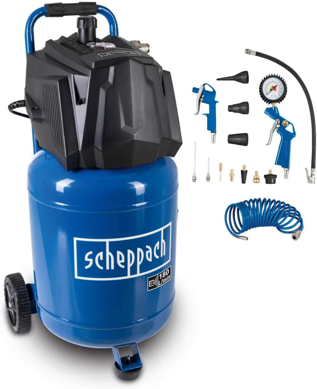 Scheppach HC35V Compresseur d'air – 1500 W, 10 Bar, 30 L, 180 L, sans huile, pour atelier, garage et travaux pneumatiques