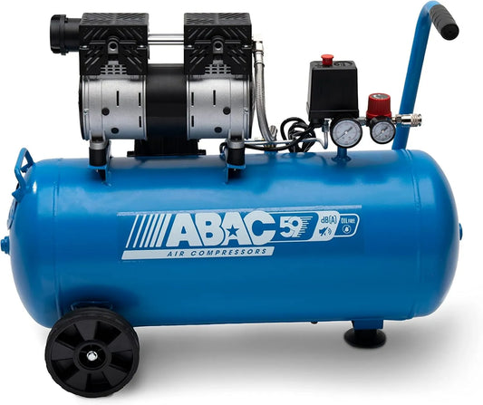 Compresseur d'air – 8 Bar, 50 litres, sans huile, silencieux, pour atelier, garage et travaux pneumatiques