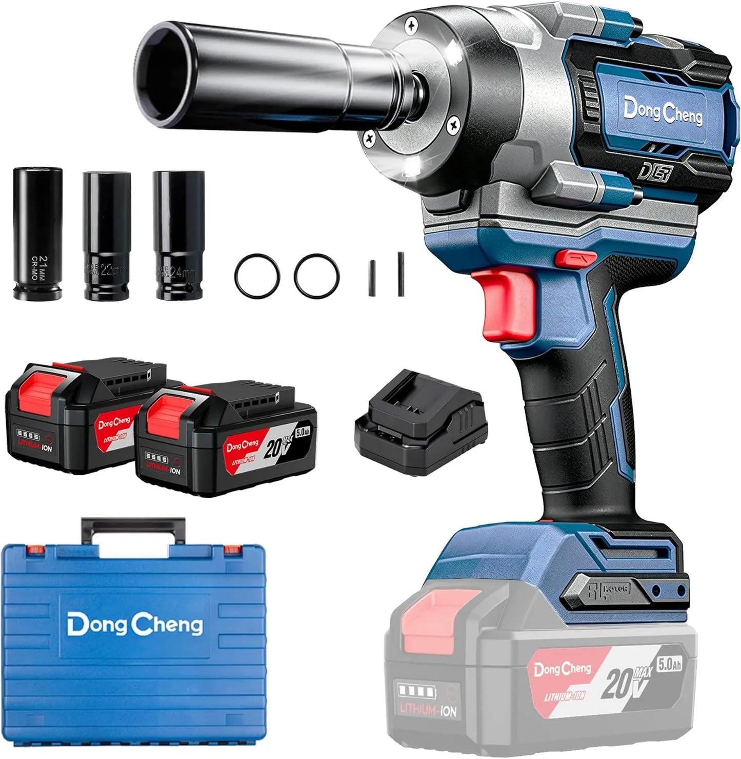 Dong Cheng 20V Clé à Choc Sans Fil Brushless, 20 V, 1700 Nm, 1/2', fonctionnement sur batterie, moteur sans balais
