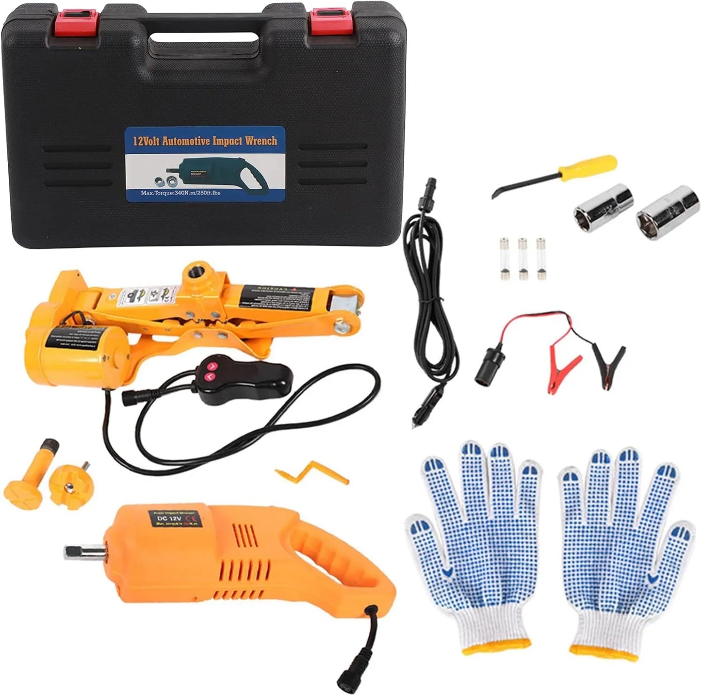 Cric hydraulique automobile – 12 V, 42 cm, électrique, pour changement de roue et entretien du véhicule