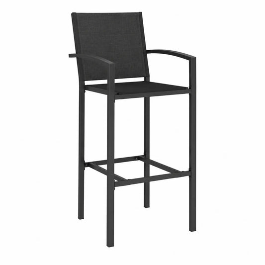 Chaise de bar extérieure aluminium textilène noire 110 cm