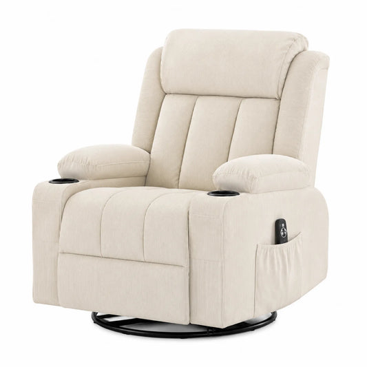 Fauteuil inclinable pivotant en tissu avec porte-gobelet et USB