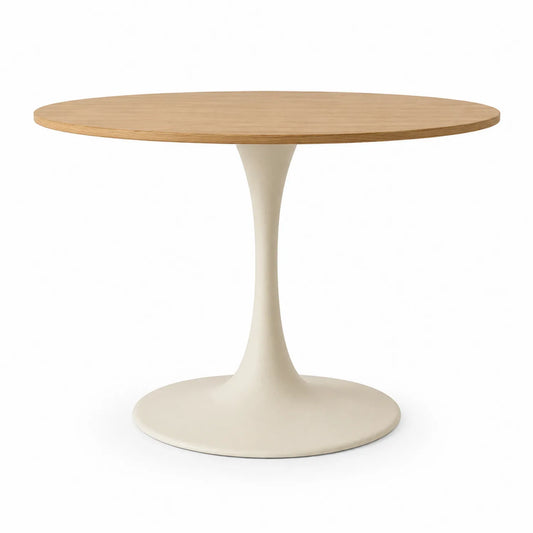 Table ronde en bois de chêne et aluminium blanc D100 cm