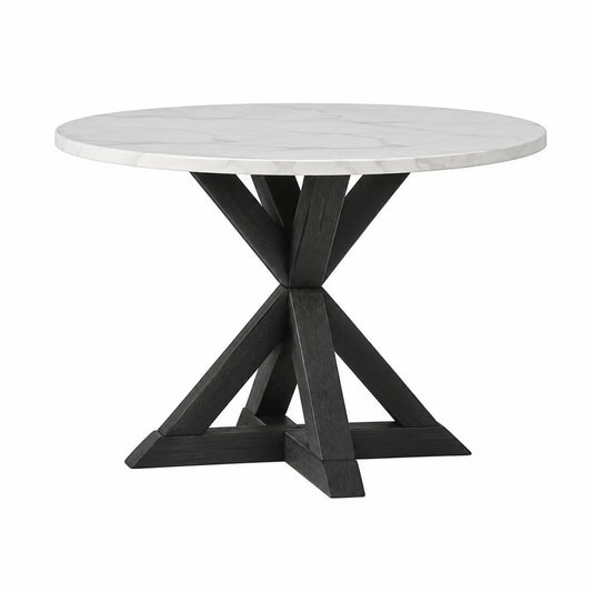 Table ronde en marbre et bois Ø120 cm